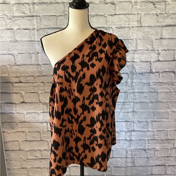 Shein Curve - Women’s Plus Blk/Brown Animal Print Shirt - Size 4XL (Lk 2X) - Picture 1 of 3